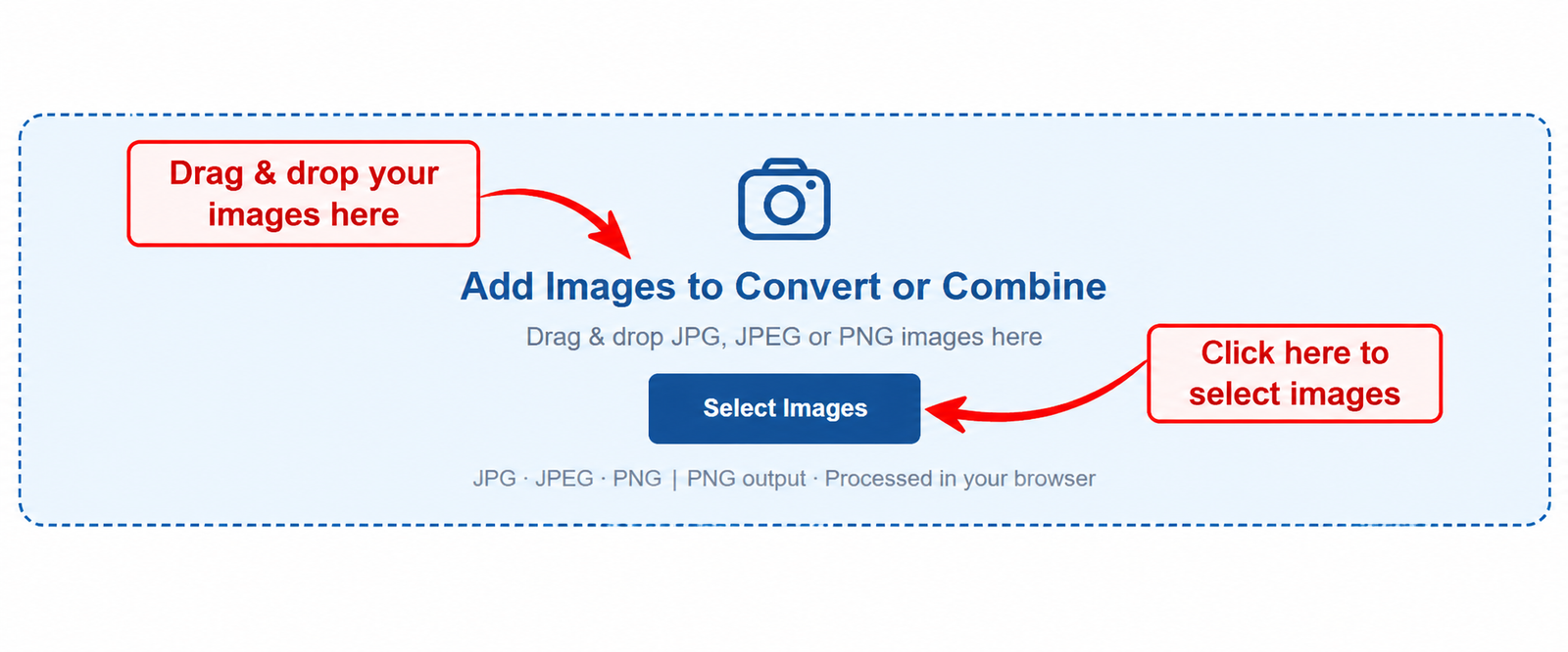 Upload JPG JPEG and PNG images to merge them into PNG online