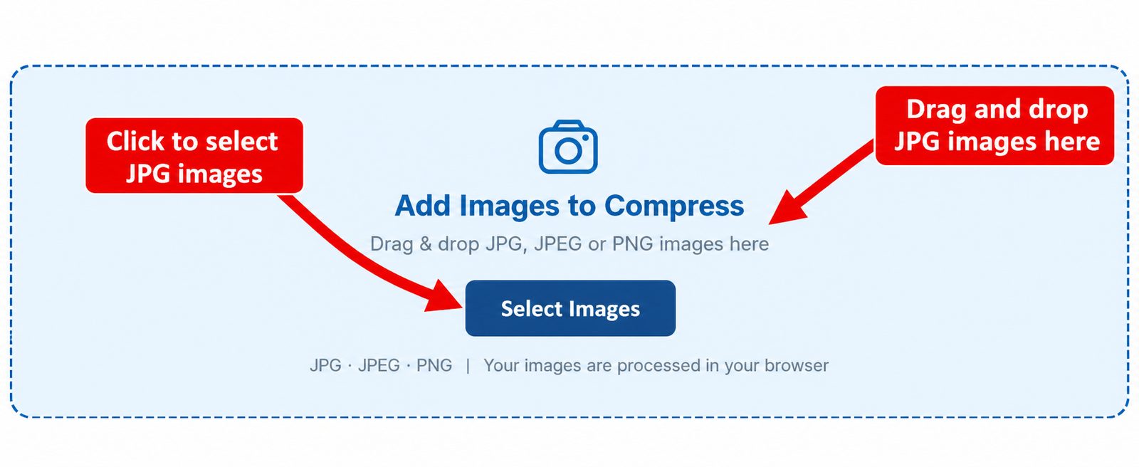 Upload JPG images to compress JPG files online