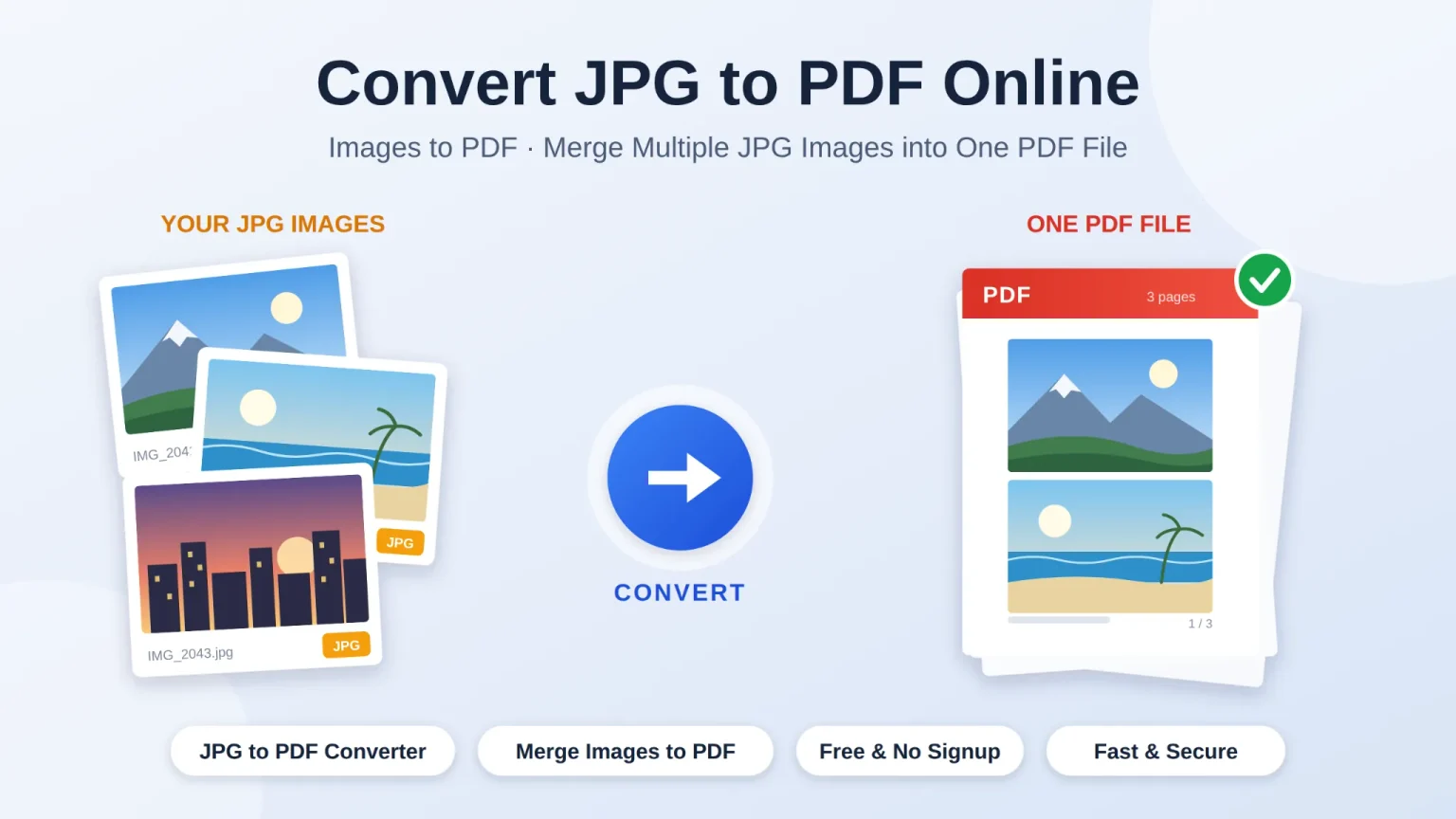 Merge JPG to PDF online converter for combining multiple JPG images into one PDF file